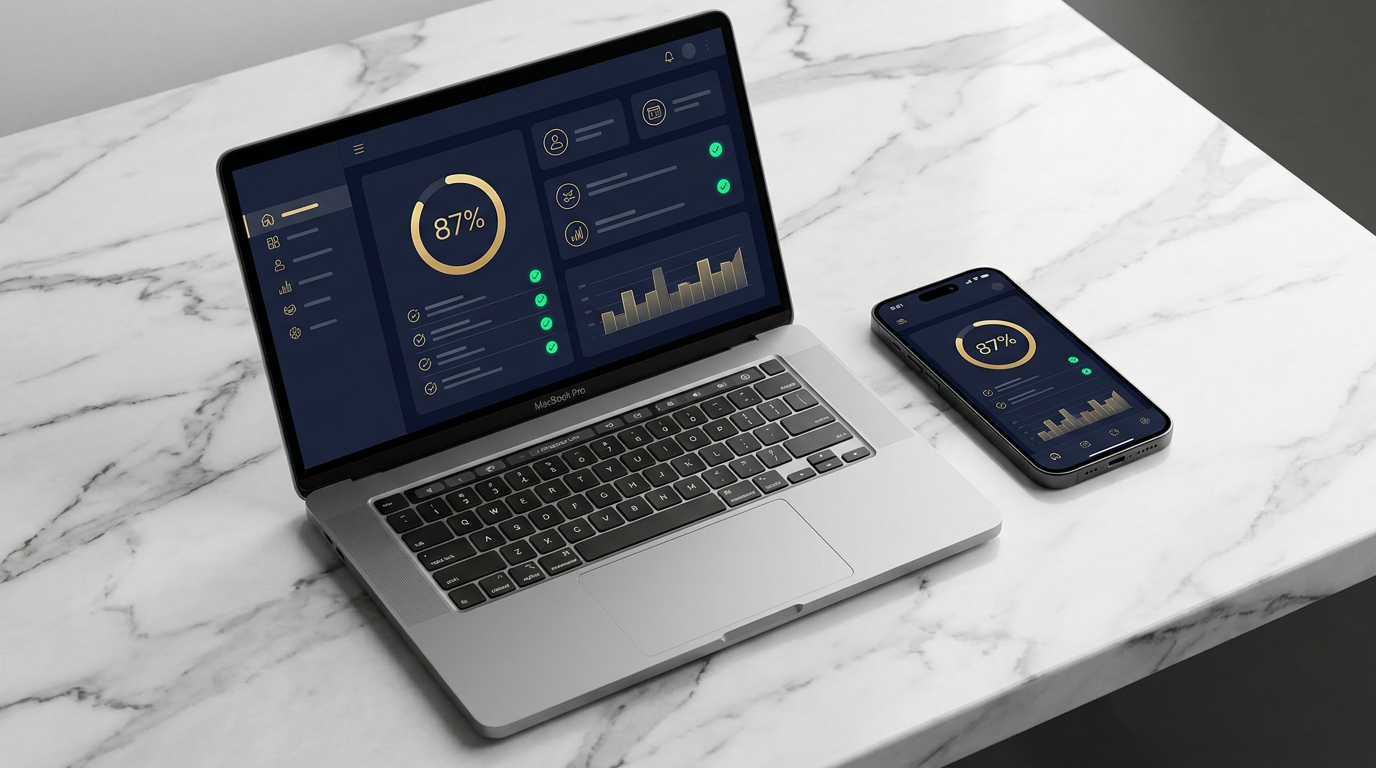 Dashboard Présence Smart sur MacBook et iPhone